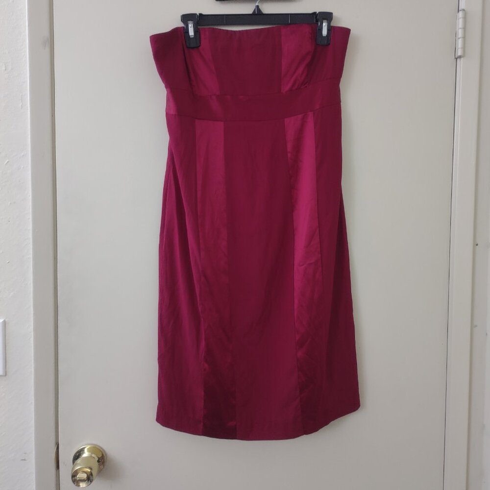 Express Strapless Satin Red Dress